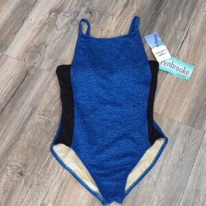 Penbroke Marine Blue Krinkle Fabric Swim Suit Size 10 New With Tags